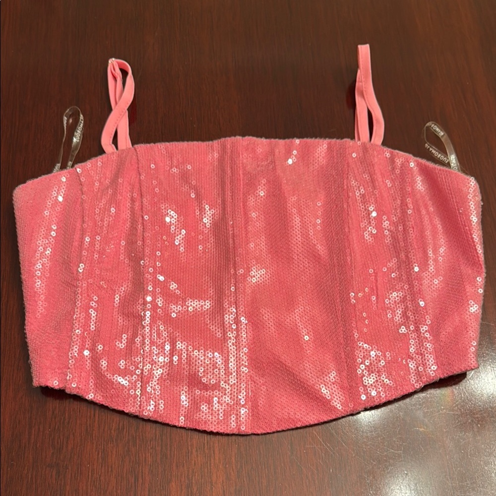 Pink Sequin Top by Glamorouss Studio. Size 4. NWOT.